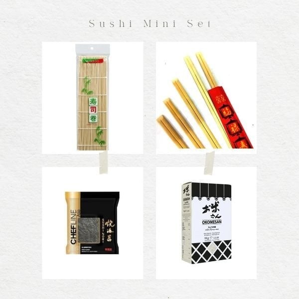 Sushi Mini Set – Evde Sushi Yapımı İçin Başlangıç Kiti (Nori, Sushi Pirinci, Bambu Mat ve Chopstick)