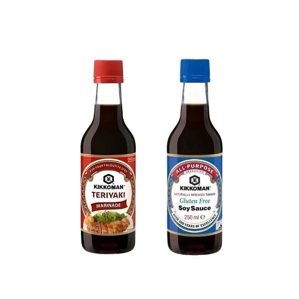 Kikkoman Sos Seti 250 ml – Glutensiz Soya Sosu & Teriyaki Marinasyon Sosu (2’li Set)